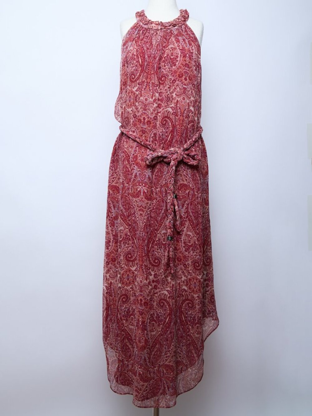 Ramy Brook Jolene 100% Silk Chiffon Paisley Boho Romantic Prom Midi Dress XS